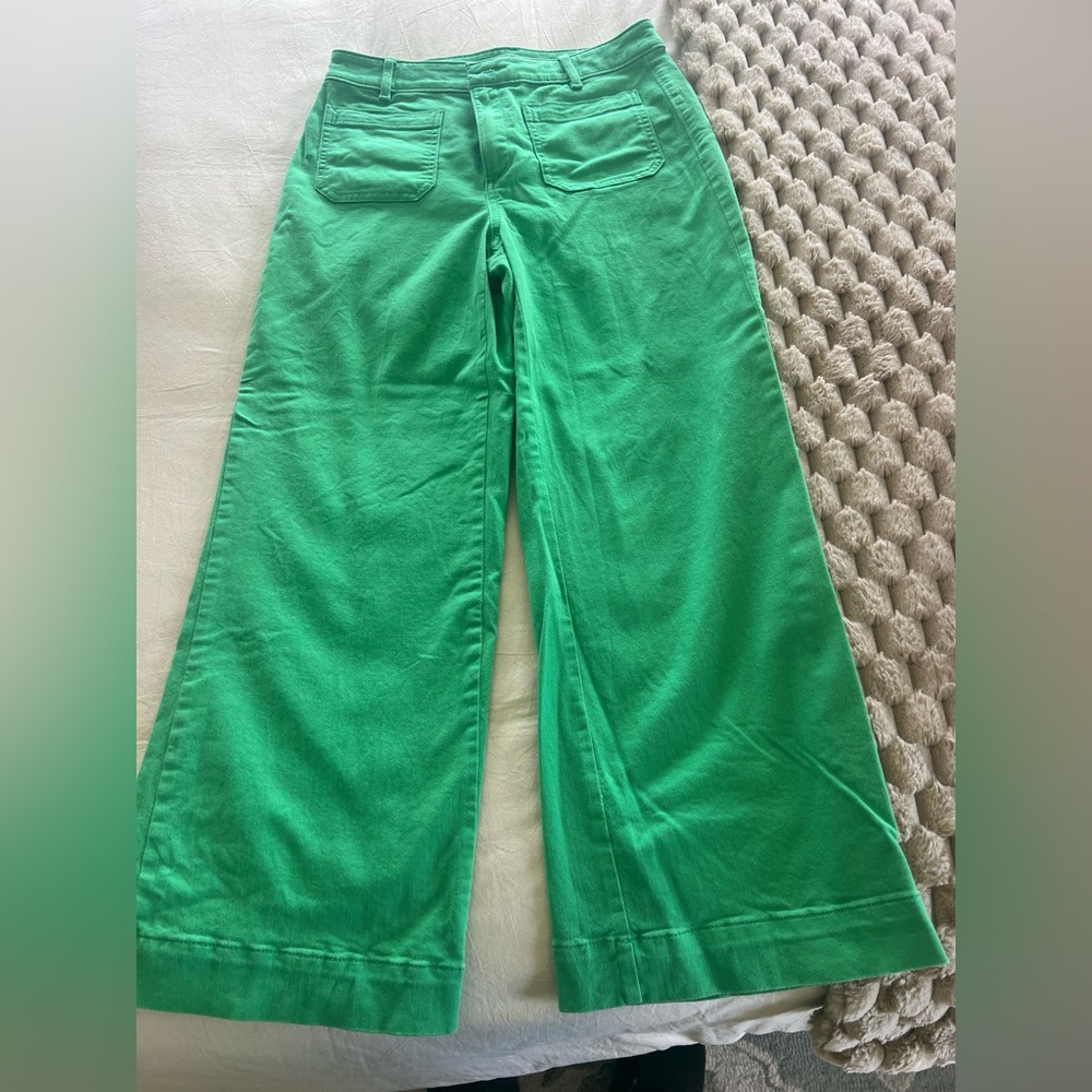 LOFT Vibrant Green Wide-Leg Pants